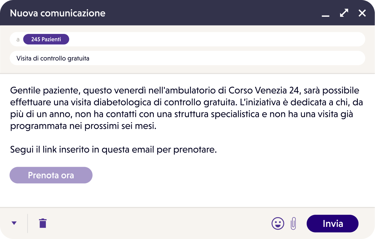 Invia comunicazioni ai pazienti in pochi clic